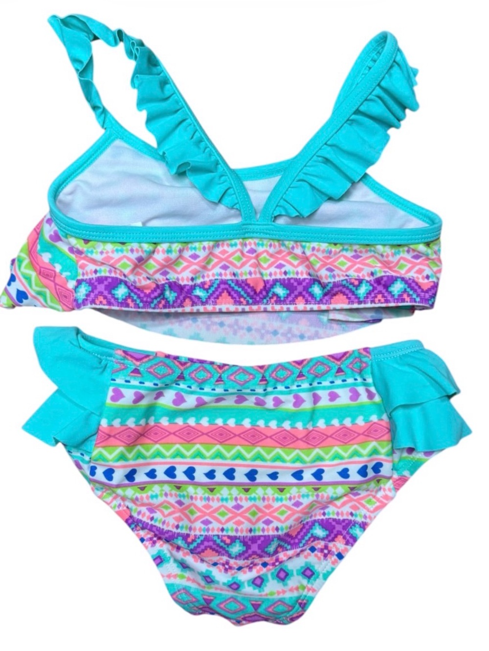 Hula Star Turquoise Multicolor Ruffle Two-Piece Swim Bikini - Picture 2 of 2